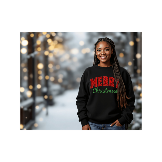 Merry Christmas (faux embroidered) Classic Sweatshirt