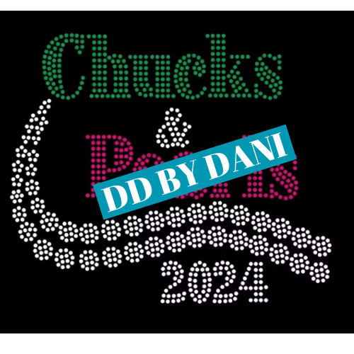 Chucks and Pearls Rhinestone Transfer (Pink/Green/Silver)