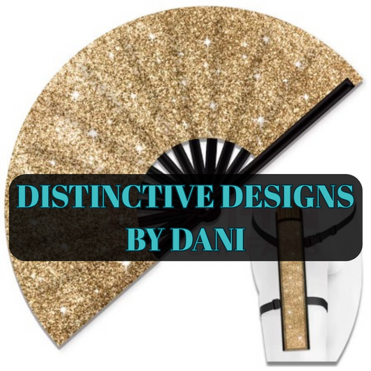 Glitter Folding Fan w/ matching holster and elastic strap