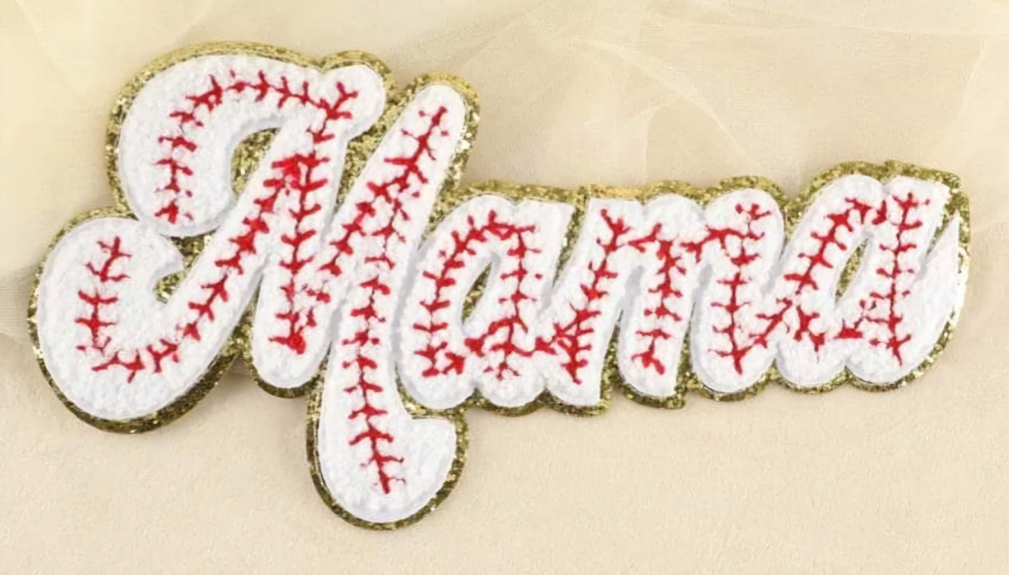 Baseball MAMA Chenille Iron-On Patch