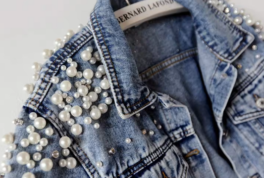 PEARL ENCRUSTED DENIM JACKET