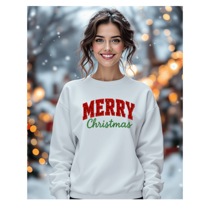 Merry Christmas (faux embroidered) Classic Sweatshirt