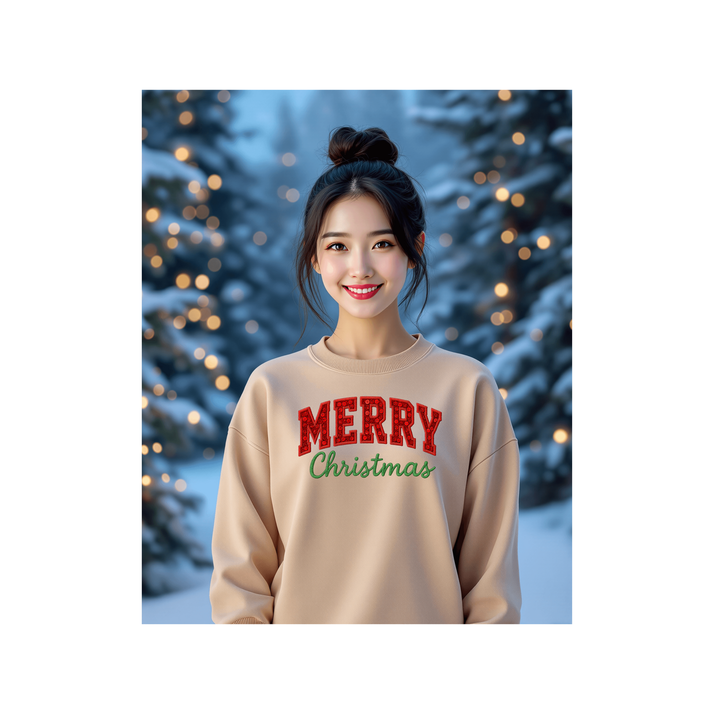 Merry Christmas (faux embroidered) Classic Sweatshirt