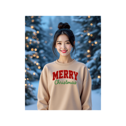 Merry Christmas (faux embroidered) Classic Sweatshirt