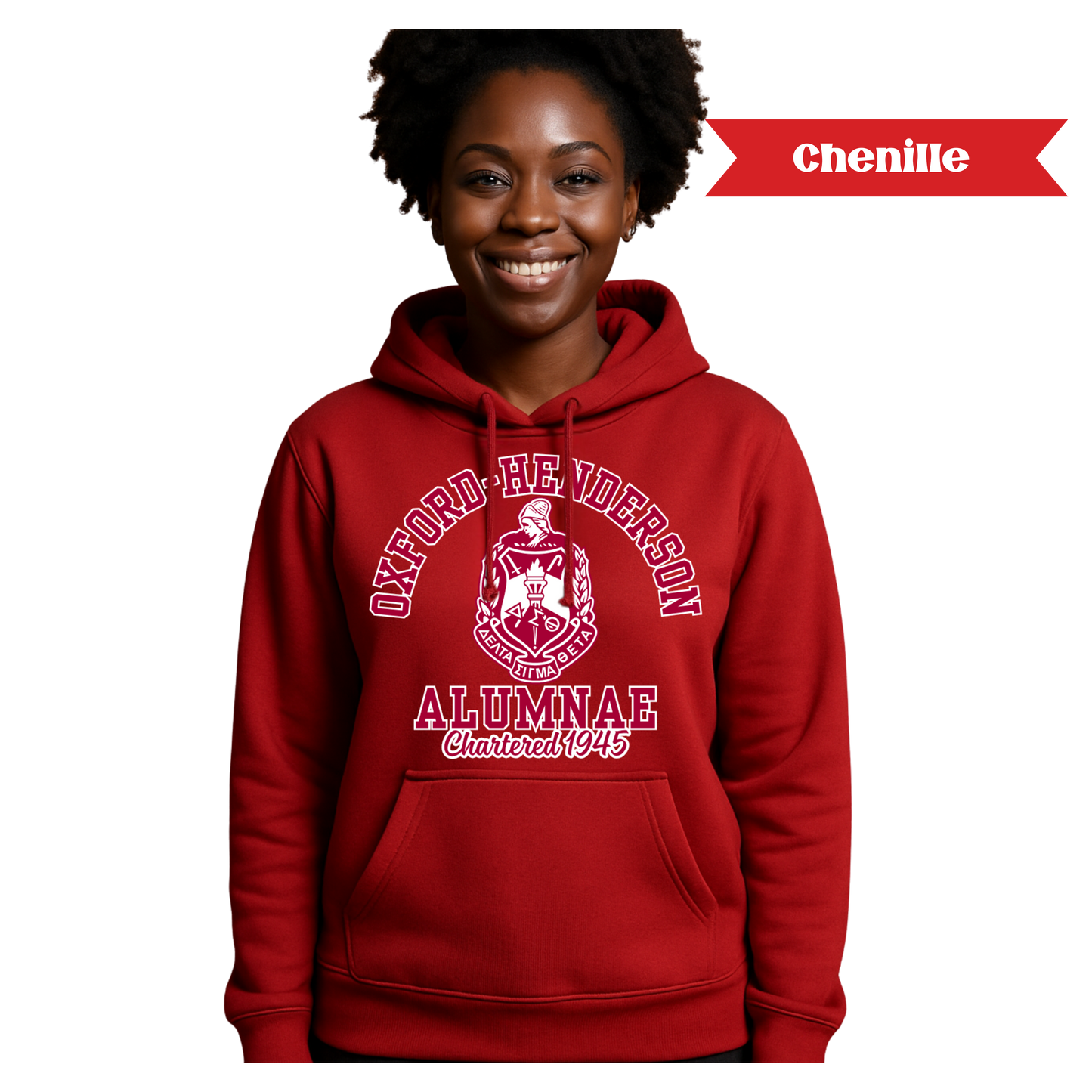 [CHENILLE] Delta Sigma Theta Chapter Sweatshirt or Hoodie - OXFORD-HENDERSON ALUMNAE (Copy)