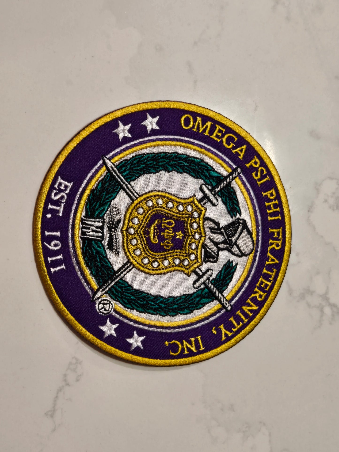 Omega Psi Phi Fraternity, Inc., Embroidered Patch - ROUND  (5 INCH)