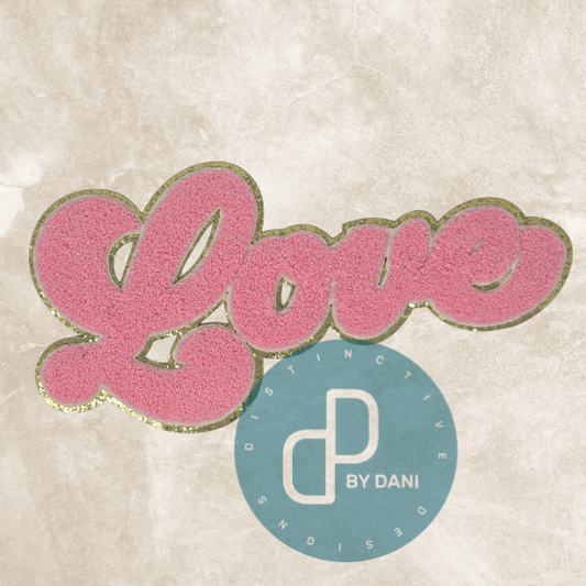 PINK LOVE Chenille Iron-On Patch