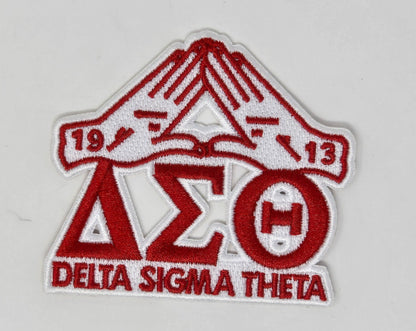 Delta Sigma Theta Sorority Inc., Embroidered Patch - Handsign w/ Greek Letters
