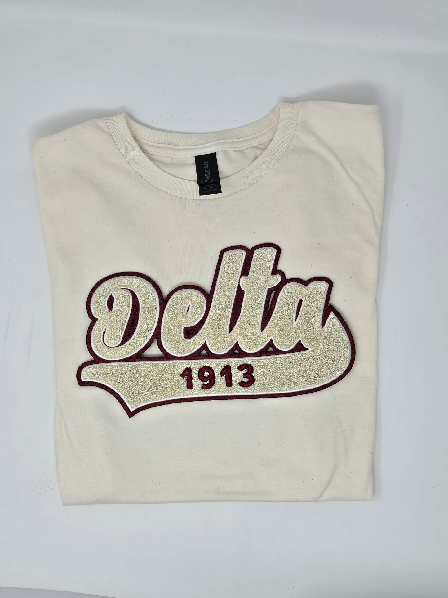 Crimson & Cream Chenille Delta 1913 Tee - CREAM
