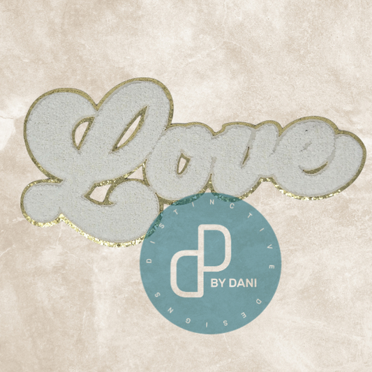 WHITE LOVE Chenille Iron-On Patch