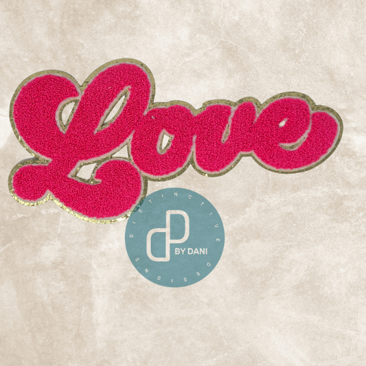 HOT PINK LOVE Chenille Iron-On Patch