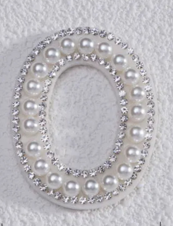 2" Pearl + Rhinestone Letter Iron on Patch [A - Z]