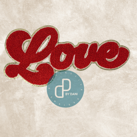 RED LOVE Chenille Iron-On Patch