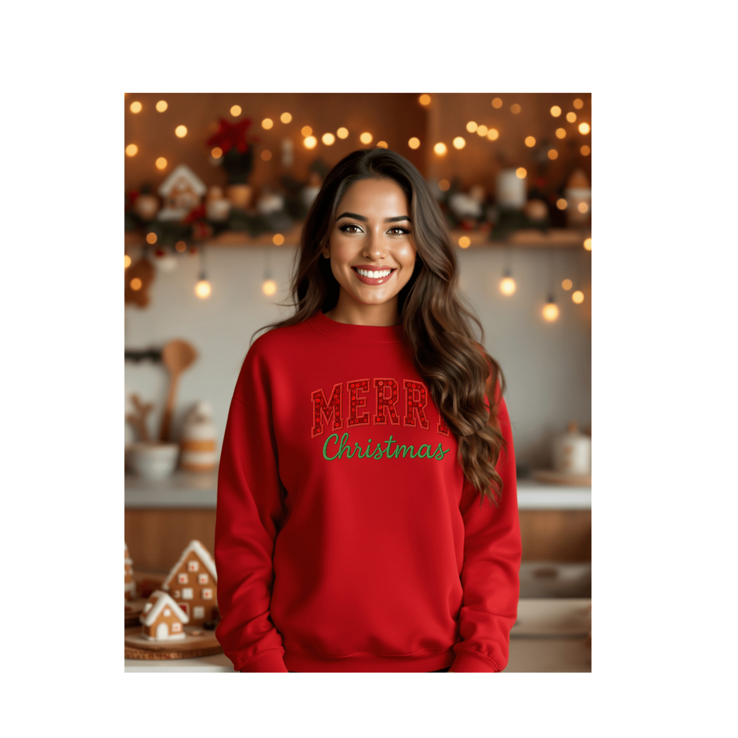 Merry Christmas (faux embroidered) Classic Sweatshirt
