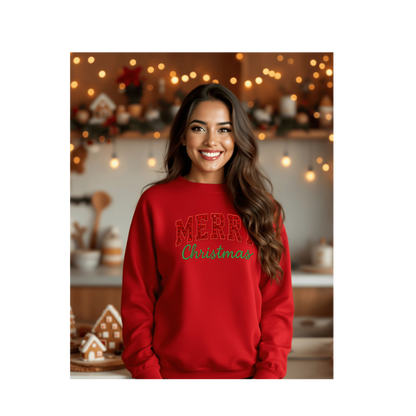 Merry Christmas (faux embroidered) Classic Sweatshirt