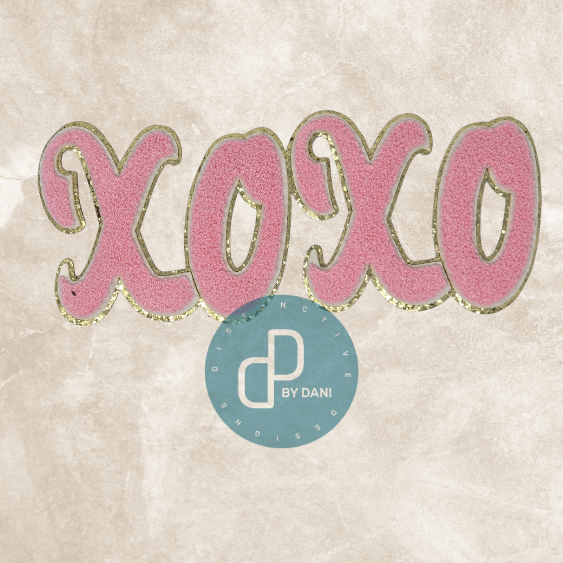 PINK SCRIPT XOXO Chenille Iron-On Patch