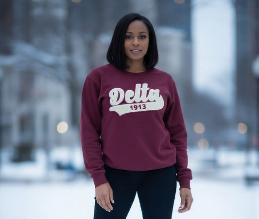 Crimson & Cream Chenille Delta 1913 Tee - CRIMSON