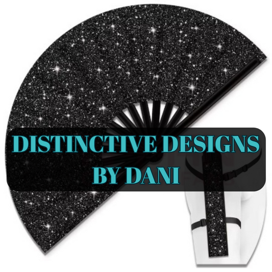 Glitter Folding Fan w/ matching holster and elastic strap