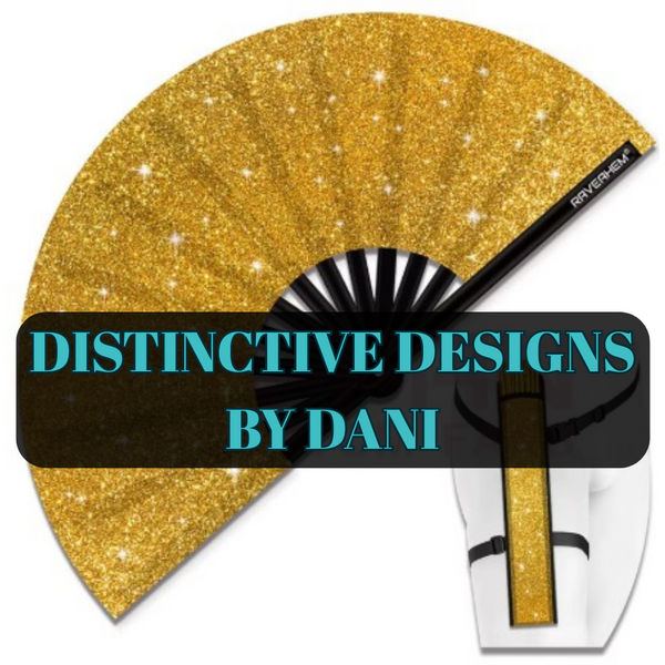 Glitter Folding Fan w/ matching holster and elastic strap