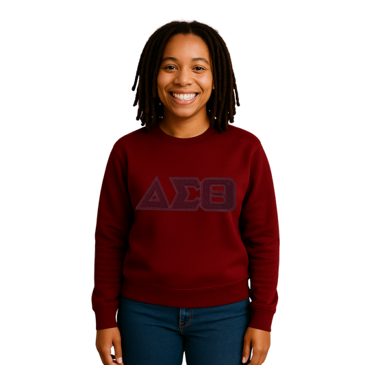 Delta Sigma Theta - Chenille Patch Monochromatic Sweatshirt - Greek Letters