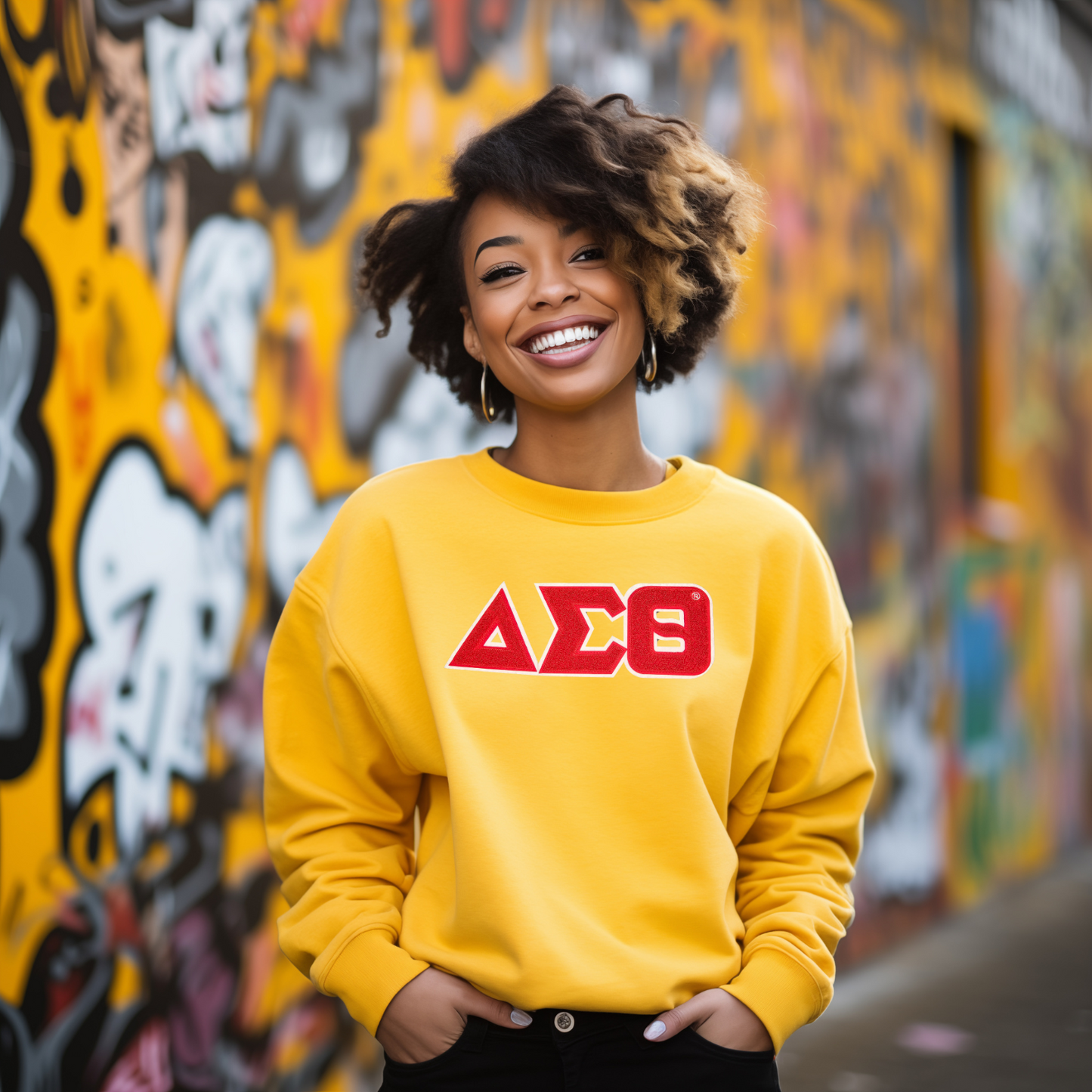 Delta Sigma Theta - Chenille Patch Sweatshirt - Greek Letters