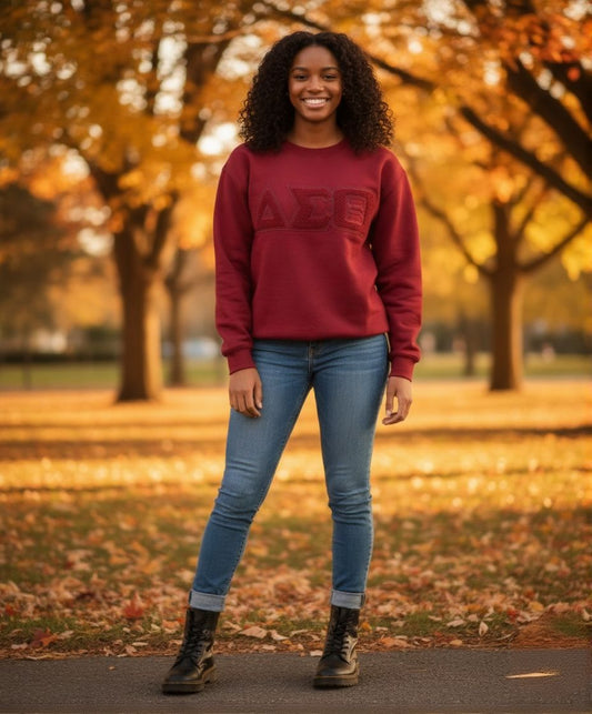 Delta Sigma Theta - Chenille Patch Monochromatic Sweatshirt - Greek Letters