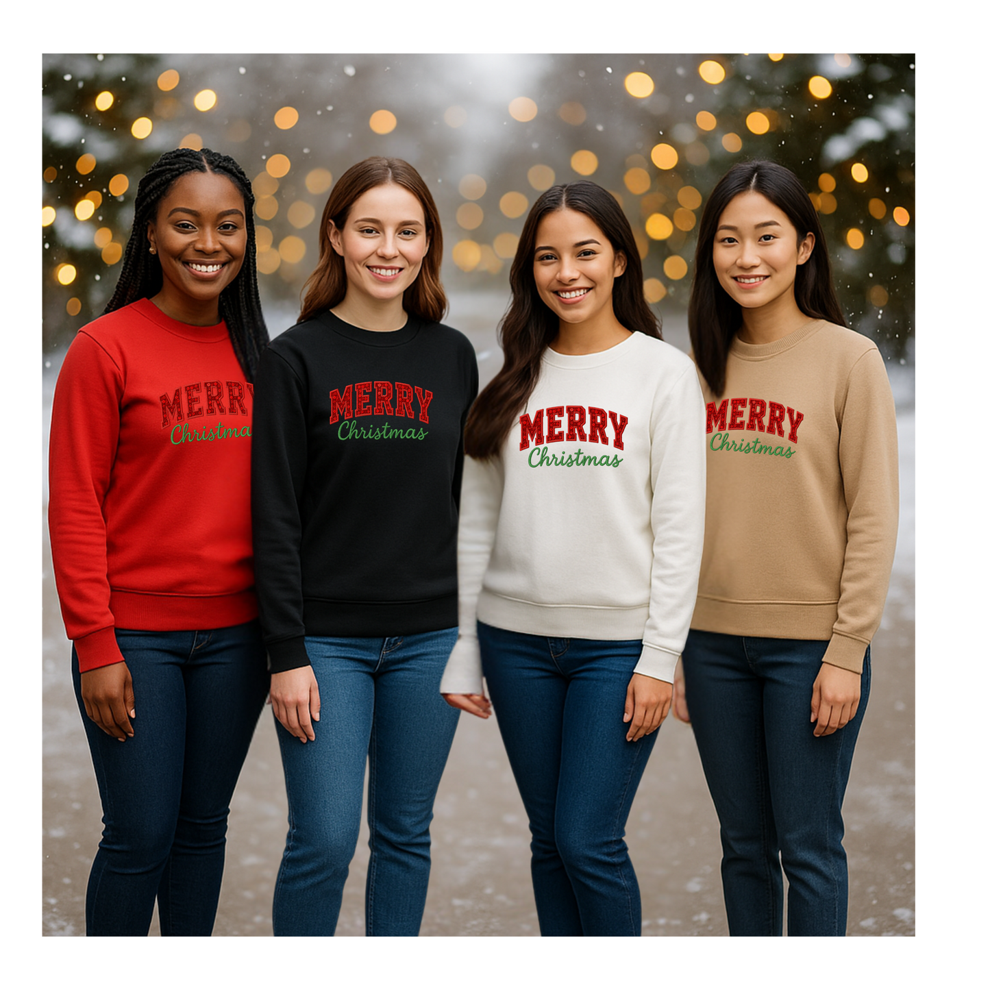 Merry Christmas (faux embroidered) Classic Sweatshirt