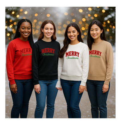 Merry Christmas (faux embroidered) Classic Sweatshirt