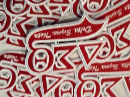 Delta Sigma Theta Sorority Inc., Embroidered Patch - GREEK LETTER VARSITY (4x2.5)