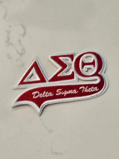 Delta Sigma Theta Sorority Inc., Embroidered Patch - GREEK LETTER VARSITY (4x2.5)