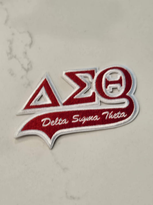 Delta Sigma Theta Sorority Inc., Embroidered Patch - GREEK LETTER VARSITY (4x2.5)