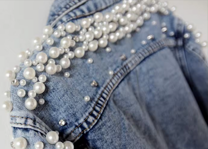 PEARL ENCRUSTED DENIM JACKET