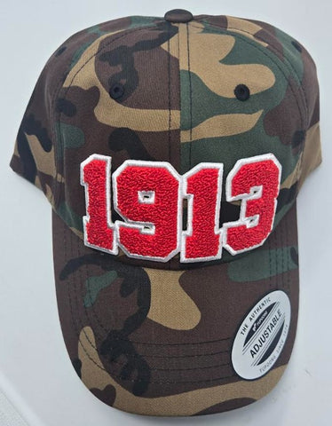 1913 Chenille Patch Adjustable Baseball Cap – Camo