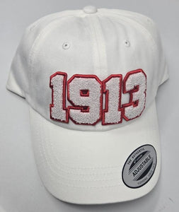 1913 Chenille Patch Adjustable Baseball Cap – White