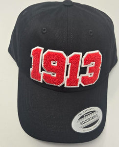 1913 Chenille Patch Adjustable Baseball Cap – Black
