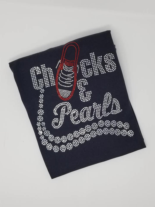 Ladies' Chucks & Pearls RHINESTONE Tee