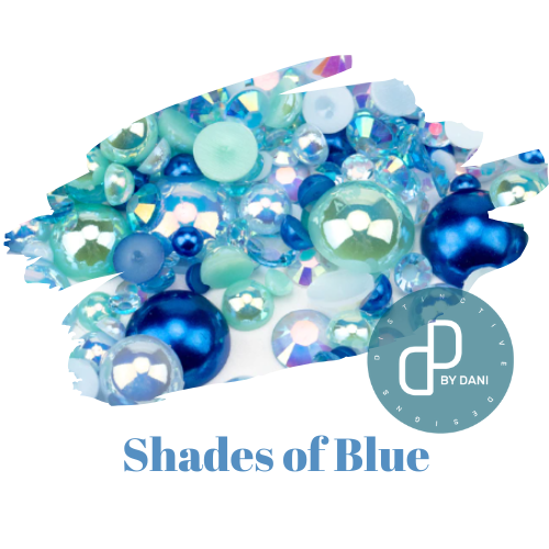 Pearl & Resin Flatback Rhinestone Mix - SHADES OF BLUE