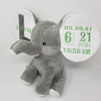 12" Plush Elephant with Embroidered Ears