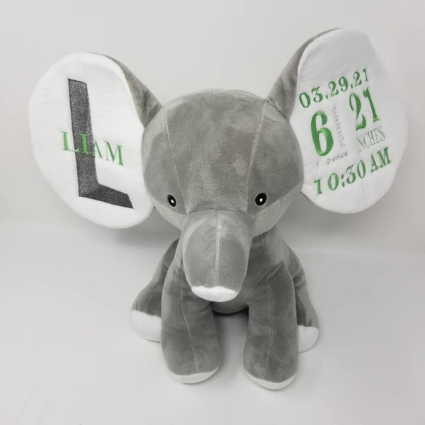 12" Plush Elephant with Embroidered Ears