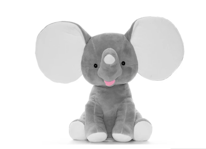 12" Plush Elephant with Embroidered Ears