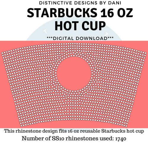 Starbucks 16 oz. Hot Cup Full Wrap Rhinestone Design